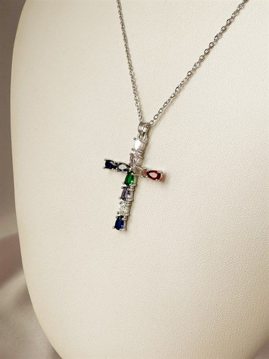 Necklace "Multi-colored cross" (I)