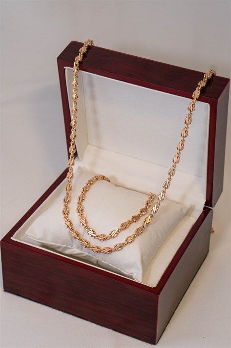 Set of chain + bracelet "Patterned" (w3)