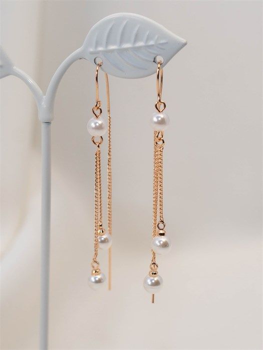 Thread earrings "Pearl joy" (B10)